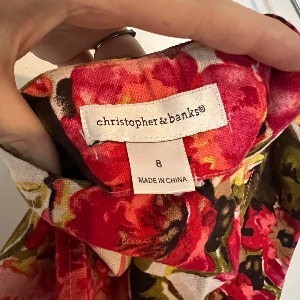 Christopher & Banks Floral A-Line Skirt - Pink and Green - Picture 3 of 8